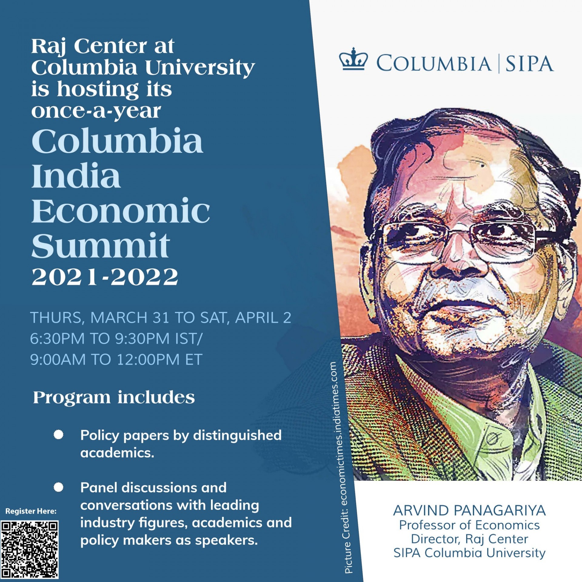 Raj Center is hosting its once-a-year Columbia India Economic Summit. Pictured: Prof. Arvind Panagariya